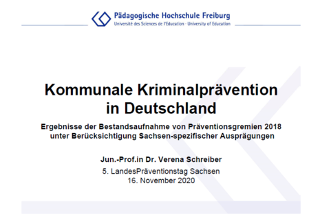 Titelbild einer Powerpoint Präsentation auf der steht: Kommunale Kriminalprävention in Deutschland