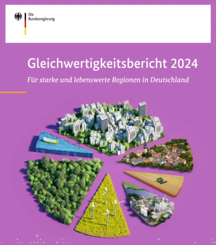 Das Deckblatt des Gleichwertigkeitsberichtes zeigt in Tortenstückchen die unterschiedliche Vegetation von Deutschland.