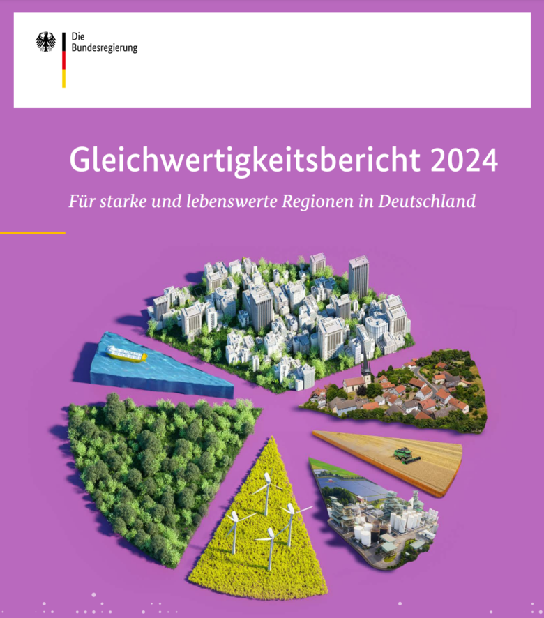 Das Deckblatt des Gleichwertigkeitsberichtes zeigt in Tortenstückchen die unterschiedliche Vegetation von Deutschland.