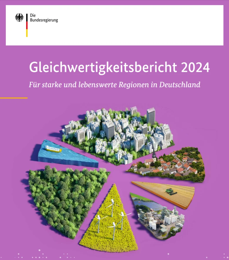 Das Deckblatt des Gleichwertigkeitsberichtes zeigt in Tortenstückchen die unterschiedliche Vegetation von Deutschland.