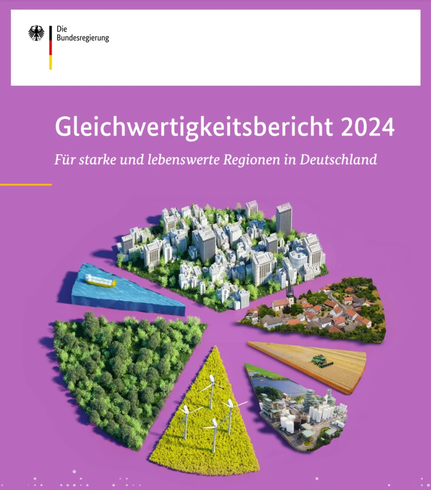 Das Deckblatt des Gleichwertigkeitsberichtes zeigt in Tortenstückchen die unterschiedliche Vegetation von Deutschland.