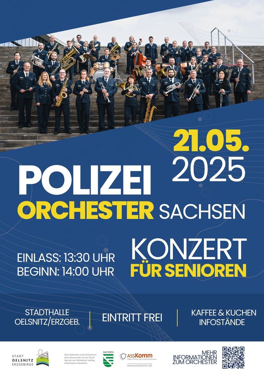 Werbeplakat für die Veranstaltung mit Bild des Polizeiorchesters und den Veranstaltungsdaten.