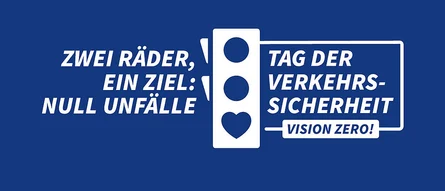 Grafik mit dem Motto des Verkehrssicherheitstages 2026 in blau mit weißer Schrift.