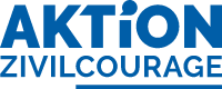 Das Bild zeigt das blau-weiße Logo der Aktion Zivilcourage.