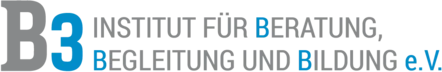 Ein großes graues "B", dahinter eine blaue "3" und dann die Nennung des Namens des Instituts.