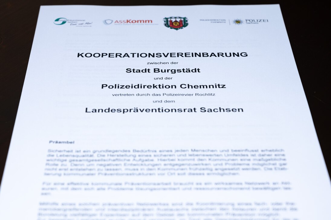 Die Kooperationsvereinbarung zwischen der Stadt Burgstädt und dem Landespräventionsrat Sachsen