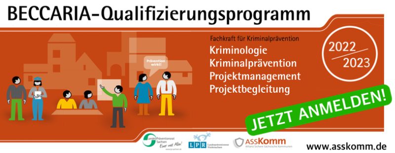 Flyer des Beccaria Qualifizierungsprogrammes in Rot mit weißer Schrift