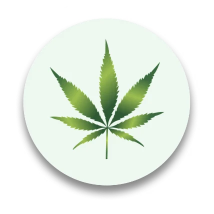 Grafische Darstellung eines Cannabisblattes.