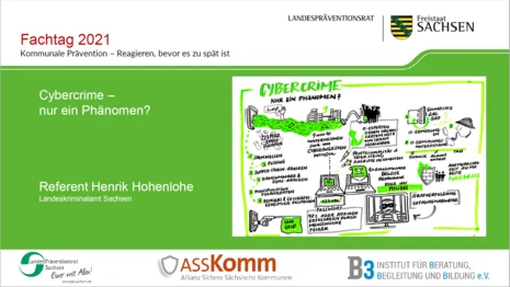 Startbild der Präsentation mit dem Titel des Vortrags und einem bunten Bild.