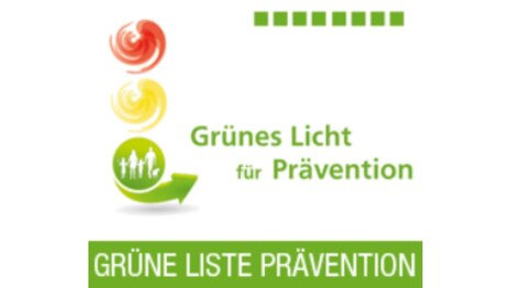 Das Logo zeigt die Ampelfarben, welche die Wirksamkeit der Projekte auf der grünen Liste Prävention darstellen sollen.