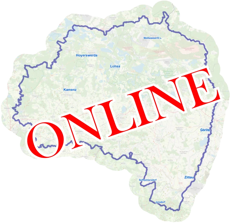 Sachsenkarte mit dem Wort online darauf gedruckt