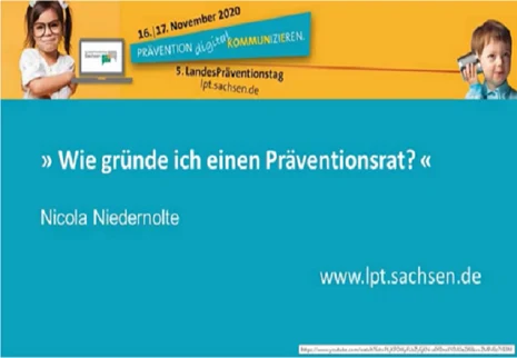 Titel des Films "Wie gründe ich einen Präventionsrat" im LPT5 Style.