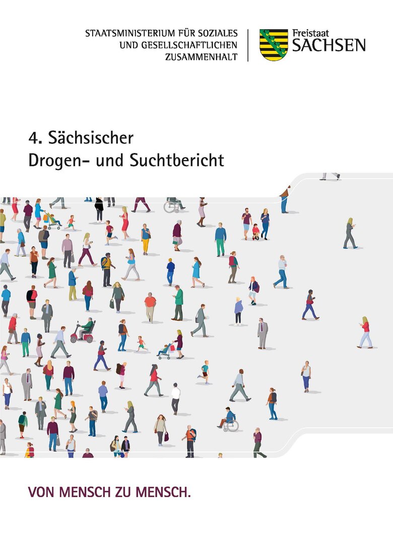 Titelbild des Berichtes, auf dem neben der Überschrift, auch eine Grafik mit vielen verschiedenen Menschen abgebildet ist.