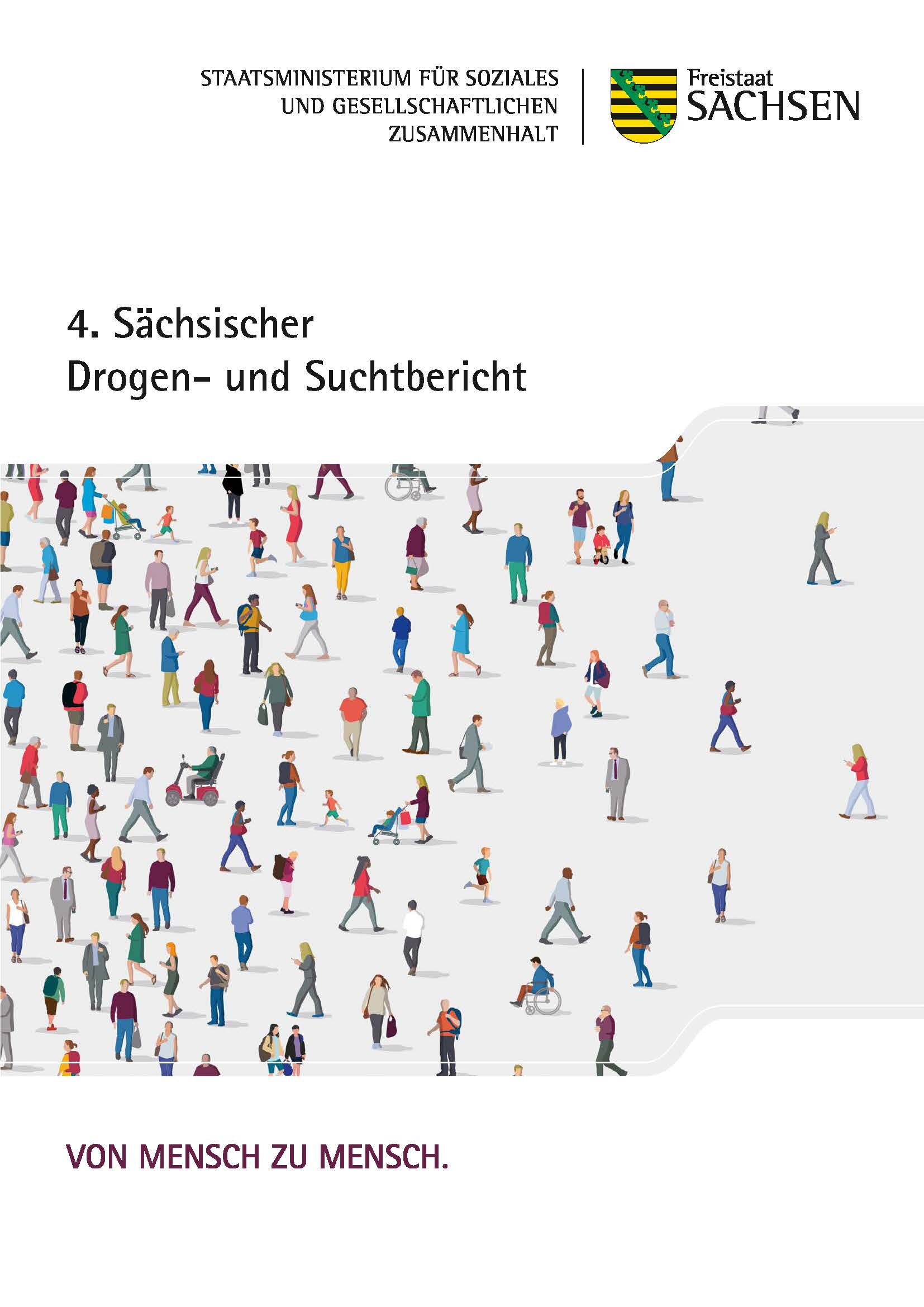 Titelbild des Berichtes, auf dem neben der Überschrift, auch eine Grafik mit vielen verschiedenen Menschen abgebildet ist.